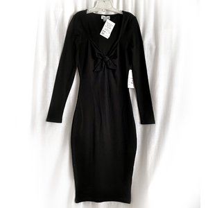 Black dress size XS / 2. Long sleeves. Elegant, bodycon. New NTW. Below knee